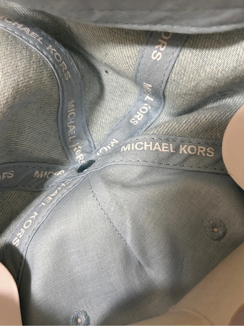 NWT Michael Kors Dusty Blue MK Embroidered Logo Baseball Cap